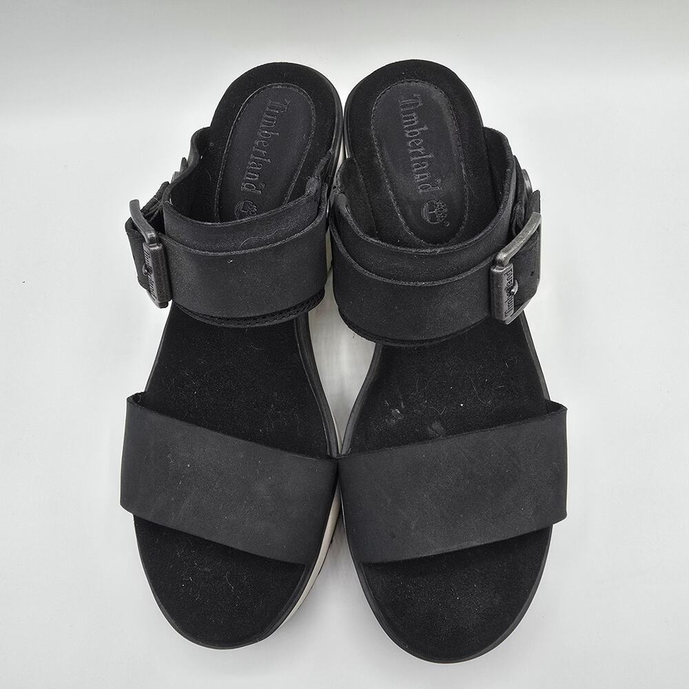 Timberland Koralyn 2 black white strappy buckle foam wedges 8 - Picture 7 of 12